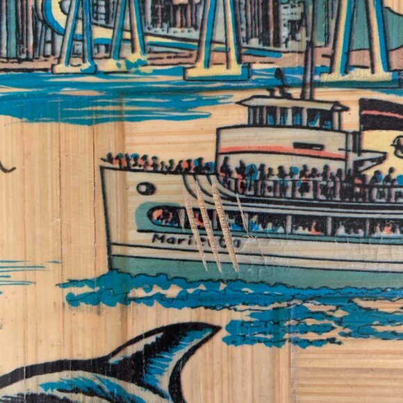 Vintage Woven Wood 1988 San Diego Karol Western Retro Novelty Bar Party 80s Tray - Picture 3 of 5